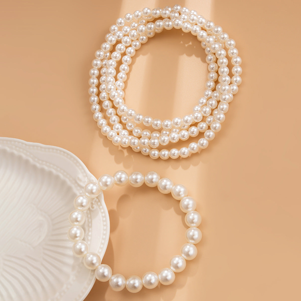 Light luxury style imitation pearl sexy chain ankle chain double-layer temperament bead ankle loop