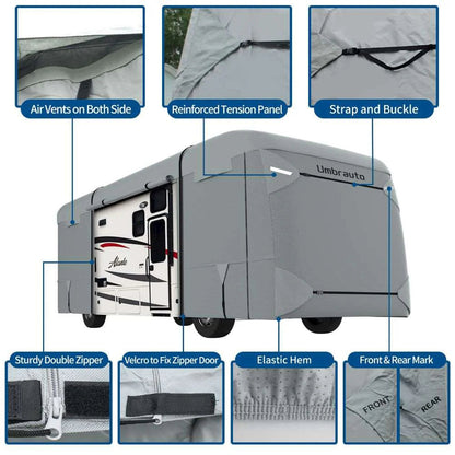Umbrauto Class A RV Cover Upgraded Heavy Duty 7 Layers Top Windproof Breathable Class A Motorhome Camper Cover,Grey