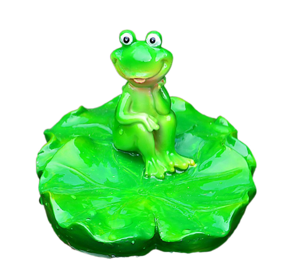 Floating Frog and Fish Pond Scenery Water Surface Decoration Water Fountain Resin