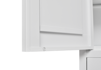 White metal kitchen storage cabinet, kitchen pantry storage cabinet with door and shelf, adjustable leveling feet