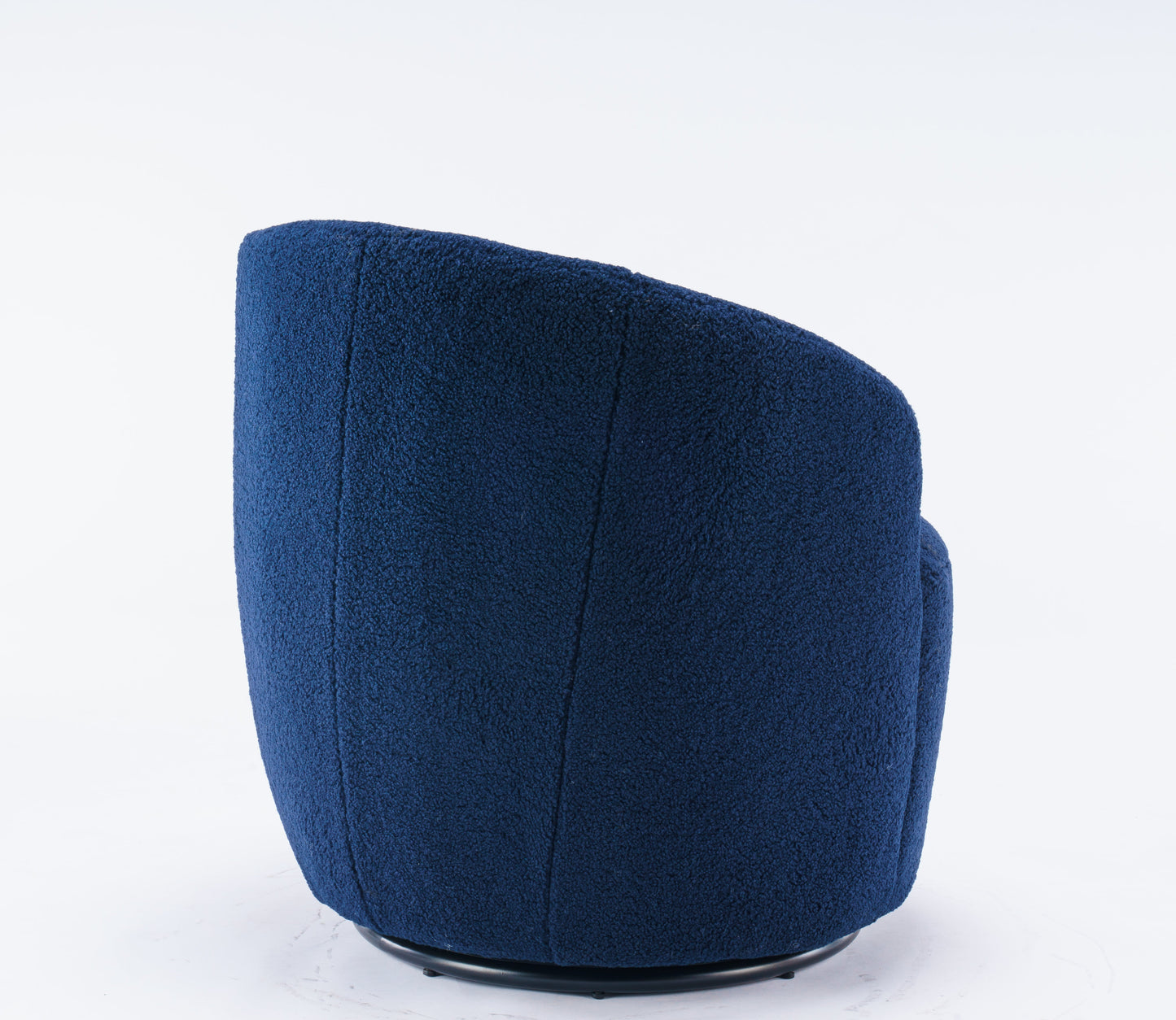 Teddy Fabric Swivel Accent Armchair Barrel Chair With Black Powder Coating Metal Ring Dark Blue