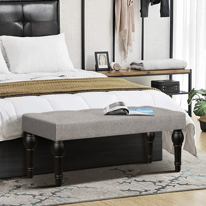 Ottoman Bench 4-thickened Roman Column Feet French Upholstered Bedside Bench For Bedroom Living Room Entryway