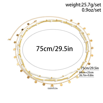 Beach style sexy rice bead multi-layer waist chain cross-border metal sequin bead waist chain