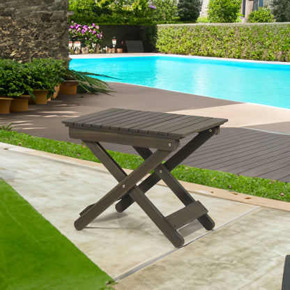 Outdoor Folding Wooden Side Table, Gray, 15"D x 22.75"W x 18.25"H
