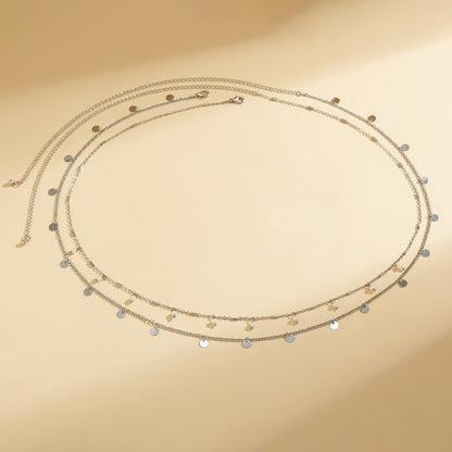 Double layered waist chain, geometric sequins, waist chain, beach party, imitation pearl body chain, fashionable