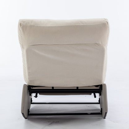 Modern rocking chair recliner, comfortable cushioned recliner with footstool, gray