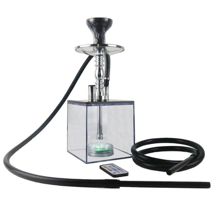 Acrylic hookah set with LED light square double tube hookah finished accessories