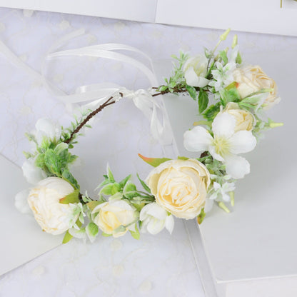 Hawaiian Wreath Wreath Simulation Flower Headwear Forest Fairy Girl Style Scenic Area Photo Headflower