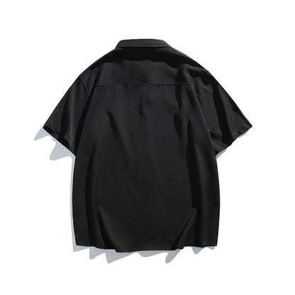 Letter embroidery loose casual short sleeved shirt for men