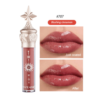 HANDAIYAN Small Star Stick Lip Gloss Lipstick Water Light Film Mirror Lip Glaze Glass Lip Gloss Moisturizing Lasting Not Easy To Fade