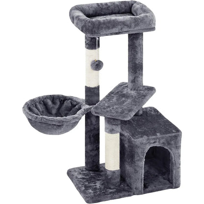 34''H Cat Tower, Cute Cat Tree with Condo Nest Platform Scratching Posts, Activity Center for Indoor Cats Play & Rest