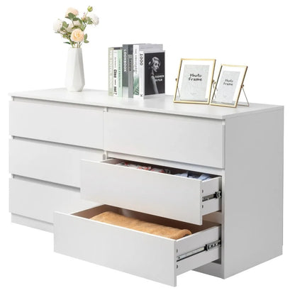 4/6 Drawer Dresser - Modern Chest of Drawers Wood Dressers Cut-Out Handles Room
