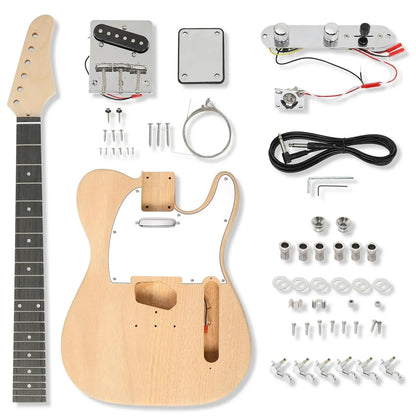 Unfinished DIY TL Electric Guitar Kit Mahogany Body Maple Neck