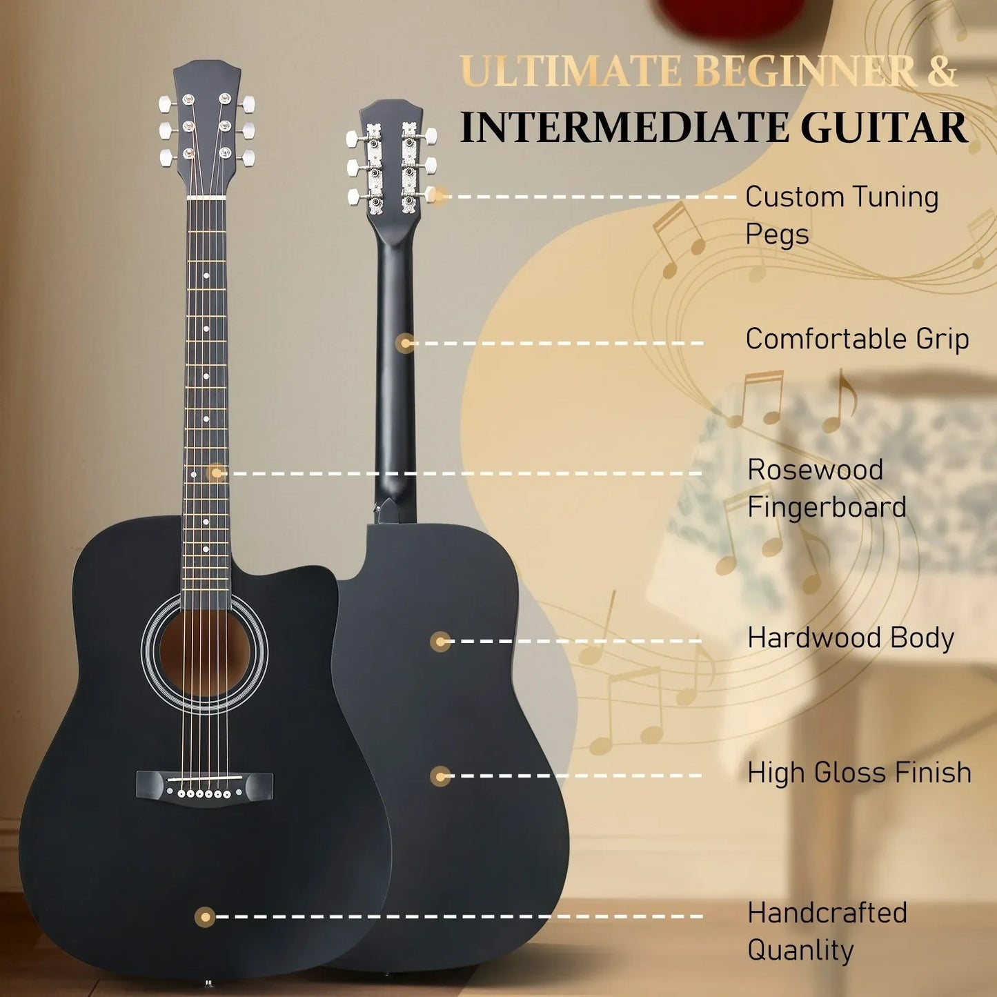 41-Inch Beginner Acoustic Guitar Package - Starter Bundle Kit