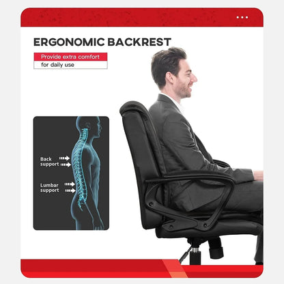 Office Computer Chair PU Leather Executive Chair Ergonomic Desk Chairs Adjustable Height with Wheels & Armrest Swive