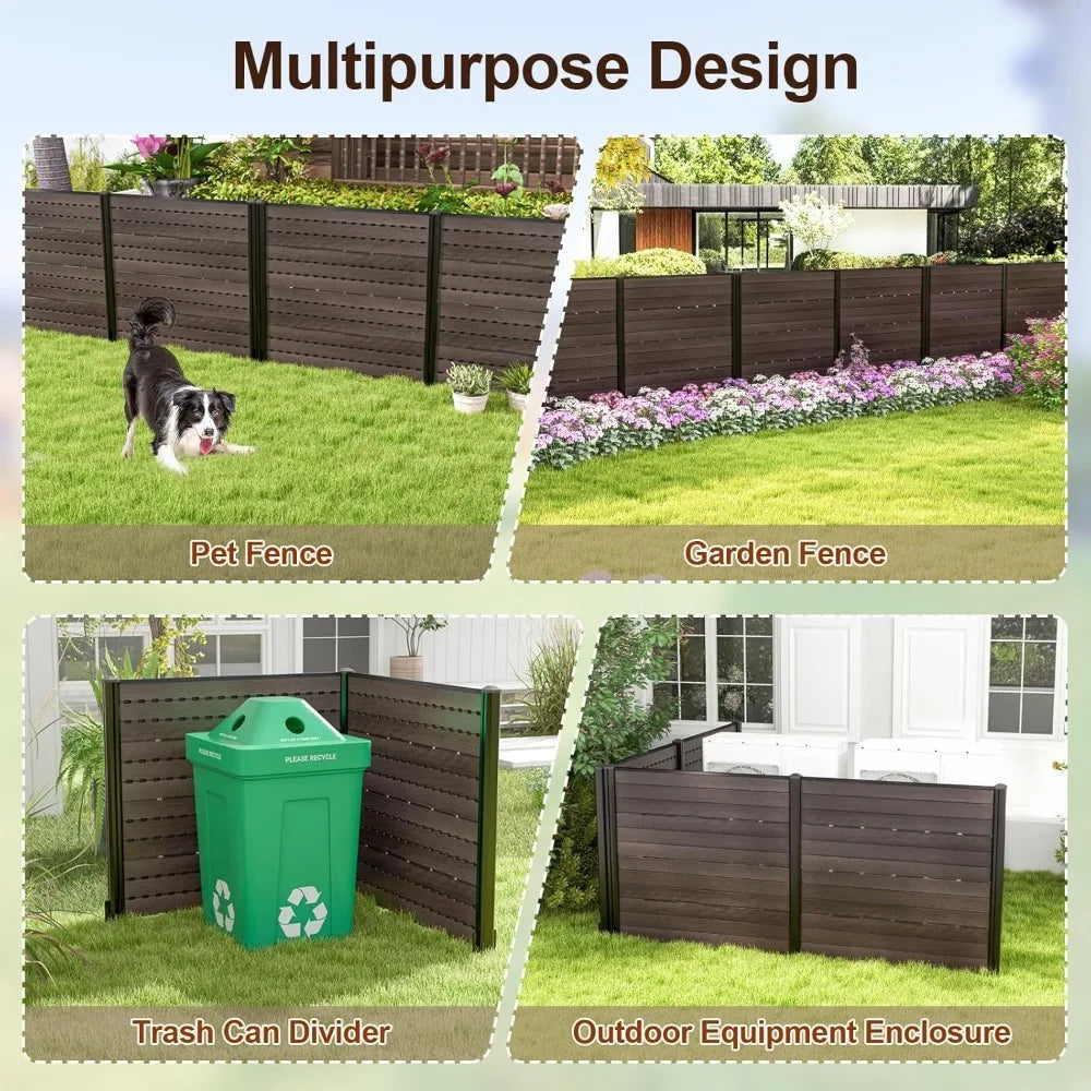 ir Conditioner Fence 2 Panels, 48''W x 45''H Outdoor Privacy Screen with 5 Stakes, HDPE Decorative Trash Can Enclosure