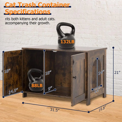 Cat Littler Box Enclosure, Wooden Cat Litter Box Furniture Hidden with Removable Divider & Reversible Entrance, Cats Wash