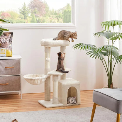 34''H Cat Tower, Cute Cat Tree with Condo Nest Platform Scratching Posts, Activity Center for Indoor Cats Play & Rest