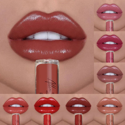 Nude Shiny Liquid Lip Glaze Matte Glitter Shimmer Moisturizing Lip Gloss Long-lasting Lipstick