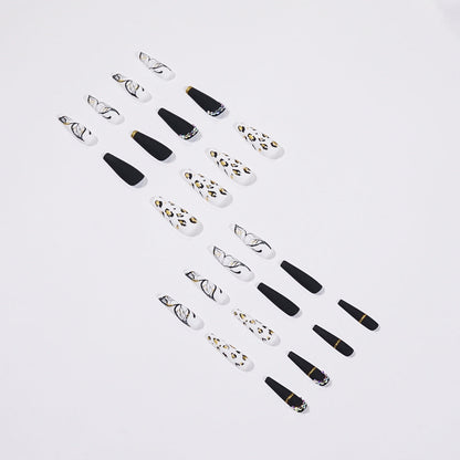 Butterfly Wearing Leopard-Print Nail Piece Scrub Manicure Wearing Nail Patch With Drill Nail Patch