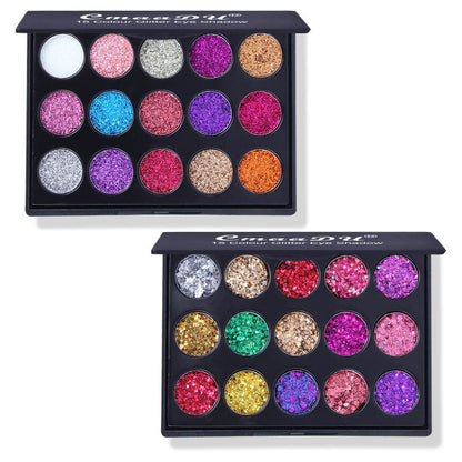 15 Colors Diamond Sequin Eyeshadow Palette Shiny Glitter Powder Highlighter Eyeshadow