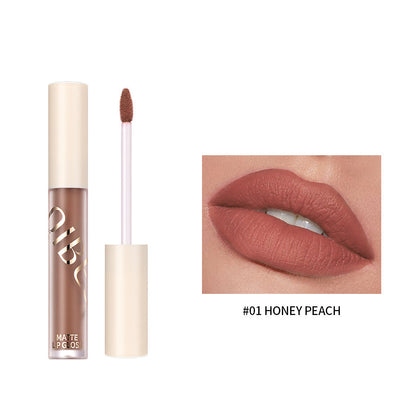 QIBEST The New Silky Soft Mist Matte Lip Gloss Non-Stick Cup Does Not Fade Lip Glaze Makeup Liquid Lipstick