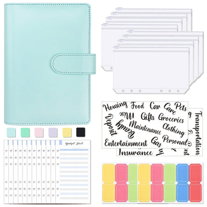 A6 Loose-Leaf Binder Budget Book Macaron Notebook Leather PU Loose-Leaf Book Cash Budget Handbook