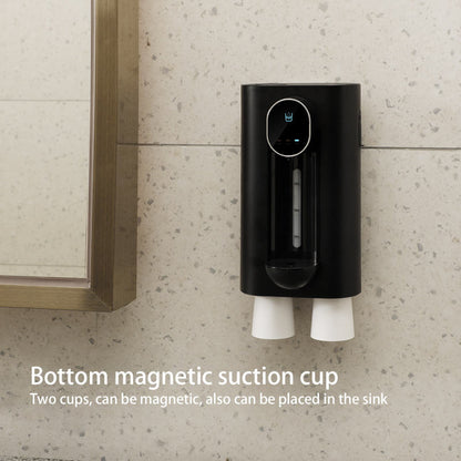 Household Bathroom Mouthwash Cups Wall Mounted Mouth Wash Machine Black Mouthwash Dispenser