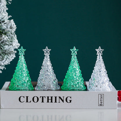 Christmas decoration mini luminous Christmas tree transparent crystal night light cross-border desktop decoration props small gifts