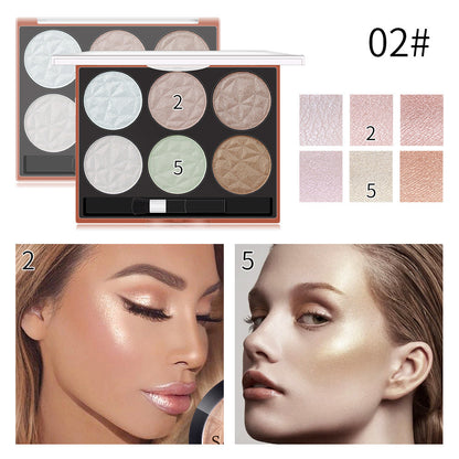 Romantic Beauty 6-Color Highlighter Repair Pearl Not Easy To Take Off Makeup Makeup Finishing Highlighter