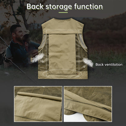 Men’s Summer Tactical Vest: 14-Pocket, Mesh, Ideal for Hiking, Fishing, Photography & Work