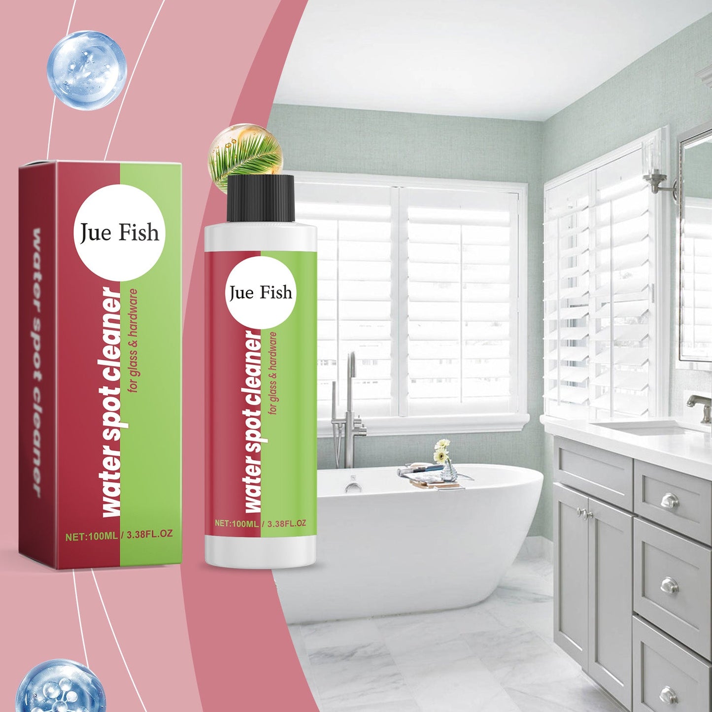 Bathroom Water Stain Remover, Bathroom Glass Door Bathtub Tile Stain Scale Cleaning Cleaner