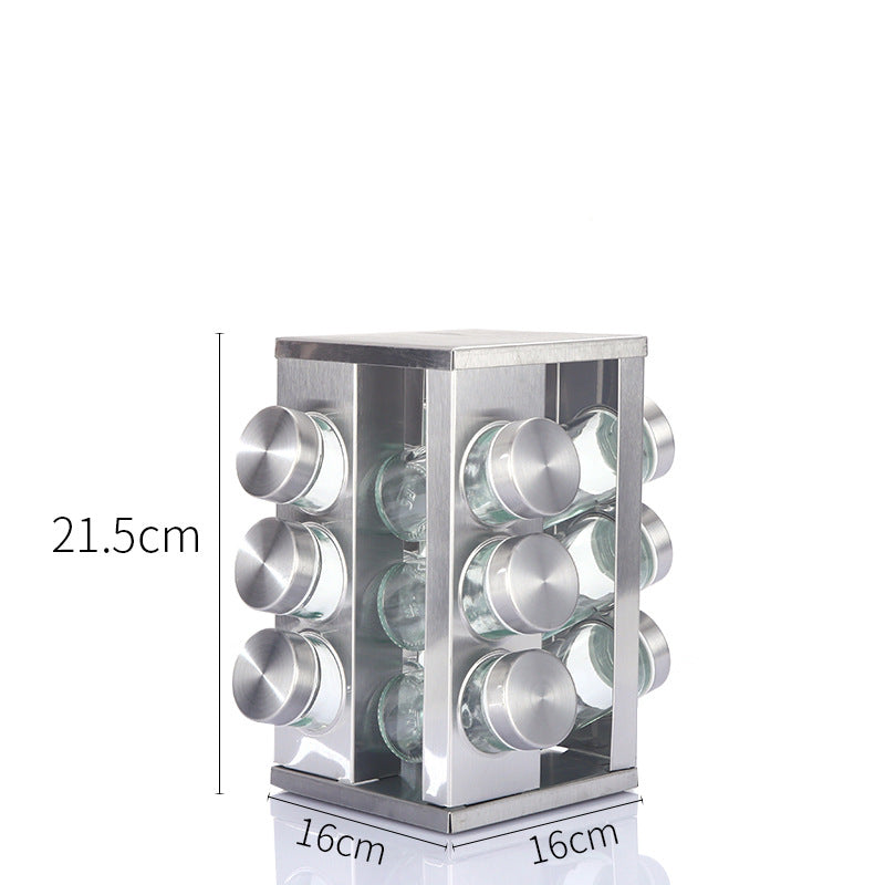 Kitchen articles rotating seasoning rack domestic rotating seasoning tank stainless iron spices seasoning box set