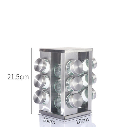Kitchen articles rotating seasoning rack domestic rotating seasoning tank stainless iron spices seasoning box set