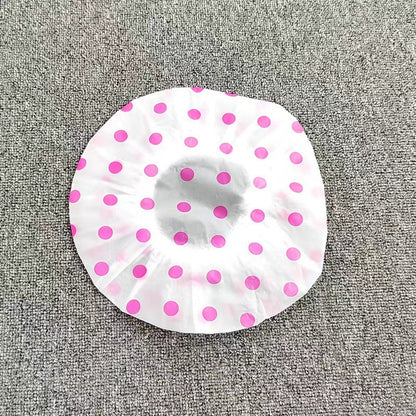 Thickened Shower Cap Wholesale Non-disposable Waterproof Polka Dot PVC Adult Bath Cap PE Oil-proof