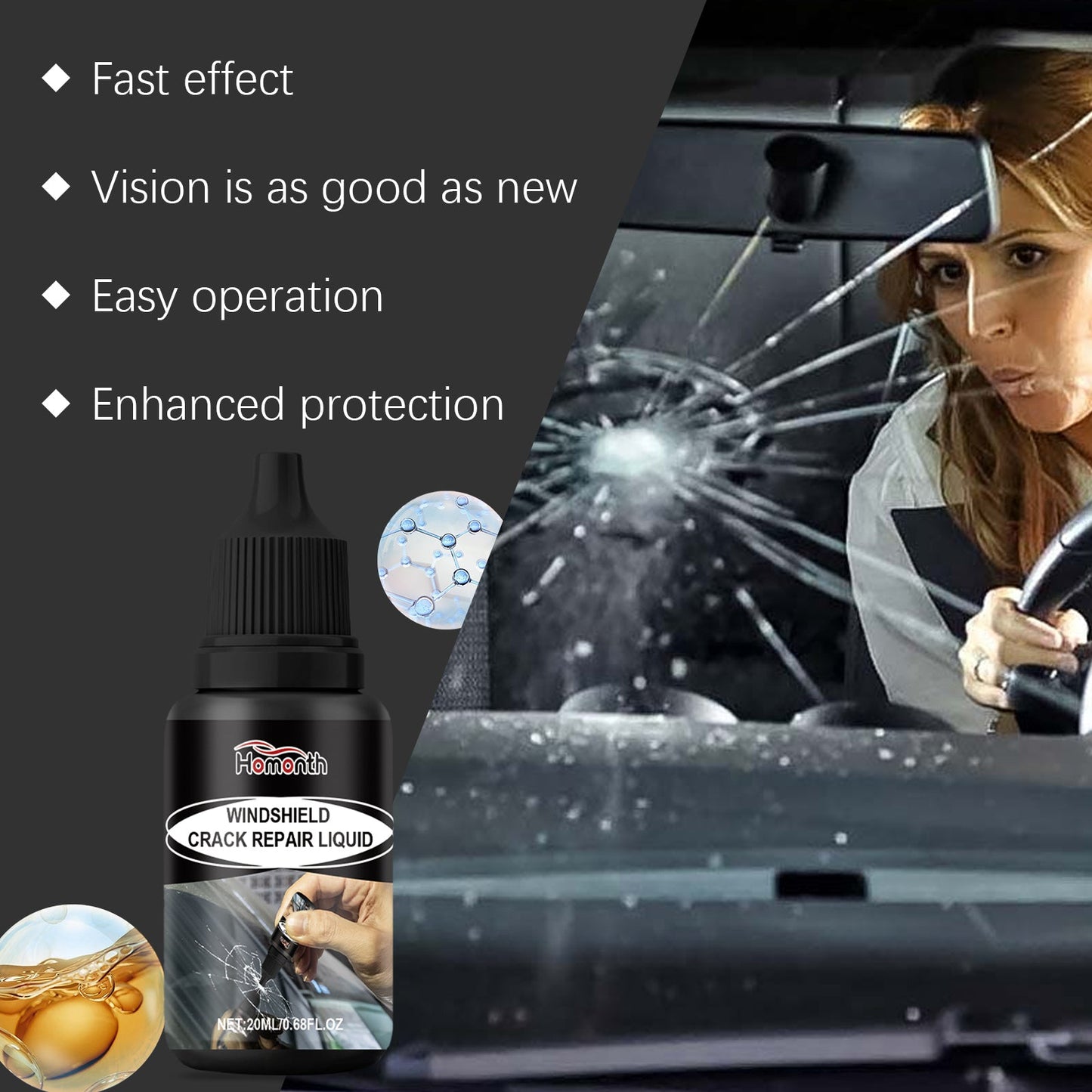 Automotive Windshield Repair Fluid Automotive Glass Cleaning Crack Repair Agent Clear Vision