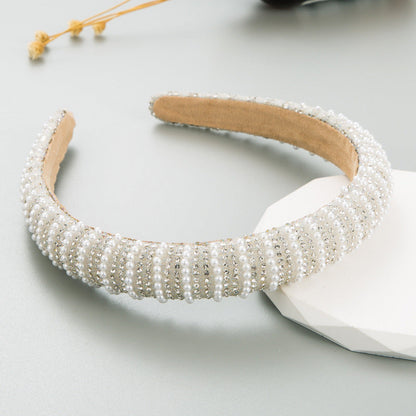 New Full Diamond Headband Pearl Rhinestone Fashion Headband Versatile Hair Accessories For Going Out