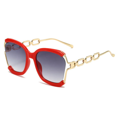 Chains Sunglasses European and American Street Photography Fashion Trend Metal Hollow Brushed Glasses UV400