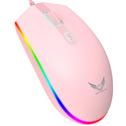 USB illuminated wired mouse, computer peripherals, e-sports games, colorful RGB scrolling light mouse