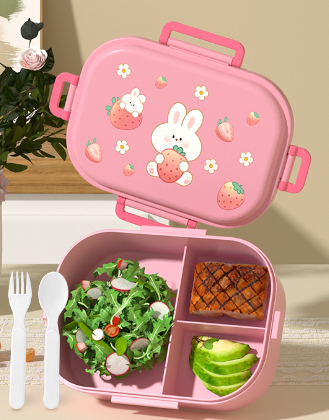 Cartoon cute small fresh microwaveable compartment insulation lunch box fresh-keeping box
