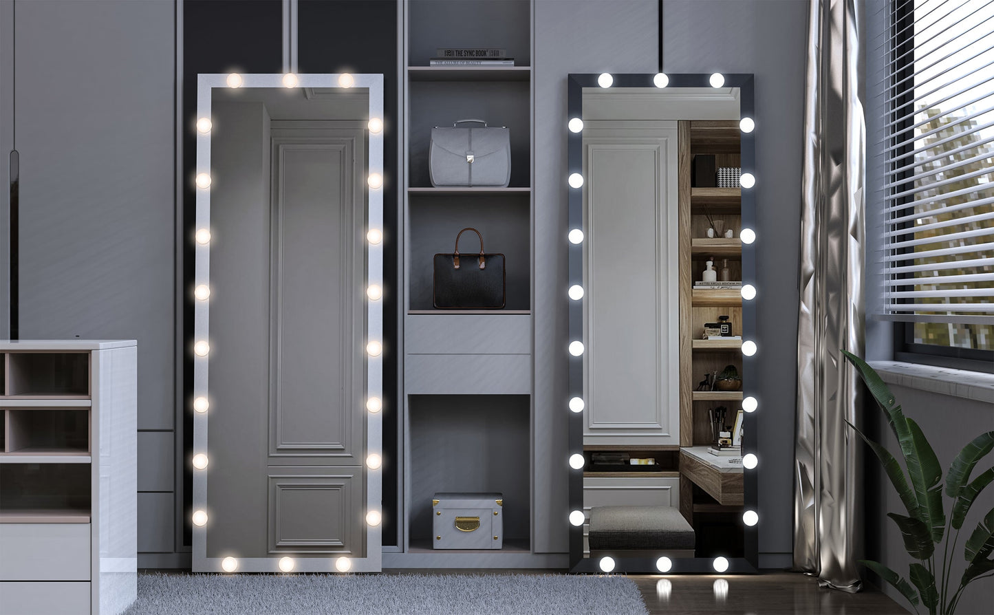 63x24 inch illuminated full body makeup mirror with 3 color modes. Makeup room bedroom wall mounted touchscreen floor mirror i