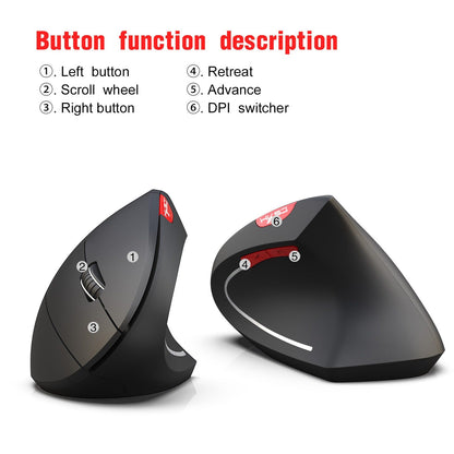 New Wireless Mouse 2.4G Vertical Health Mouse External Battery 6D Design Computer Office