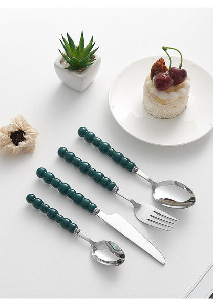 Set of 4 Stainless Steel price Creative Stainless Steel Colorful Pearl Handle Spoon Fork Knife High End Cutlery Set