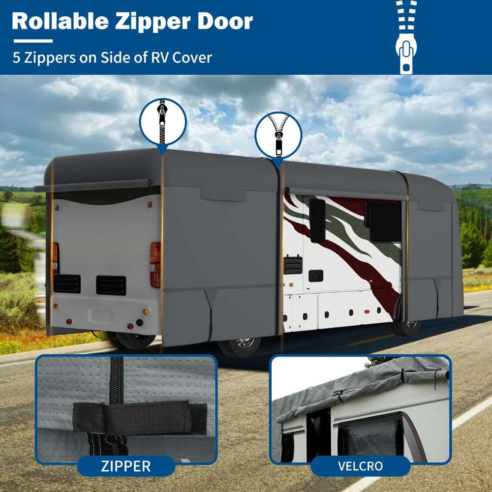 Umbrauto Class A RV Cover Upgraded Heavy Duty 7 Layers Top Windproof Breathable Class A Motorhome Camper Cover,Grey