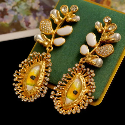 Retro Devil's Eye Nose Mouth Earrings Oil Drip for Women Jewelry Heavry Metal 2024 New Europe High Quality Eegant Gifts