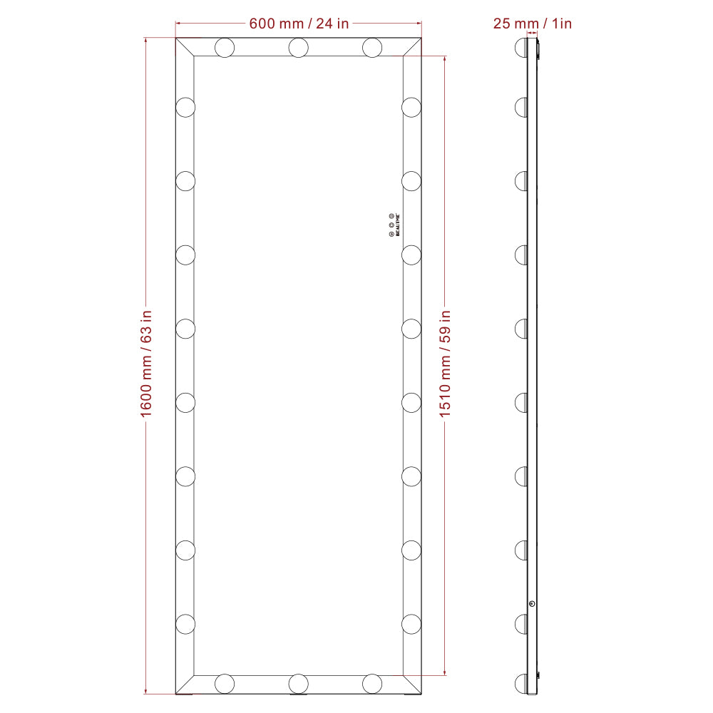 63x24 inch illuminated full body makeup mirror with 3 color modes. Makeup room bedroom wall mounted touchscreen floor mirror i