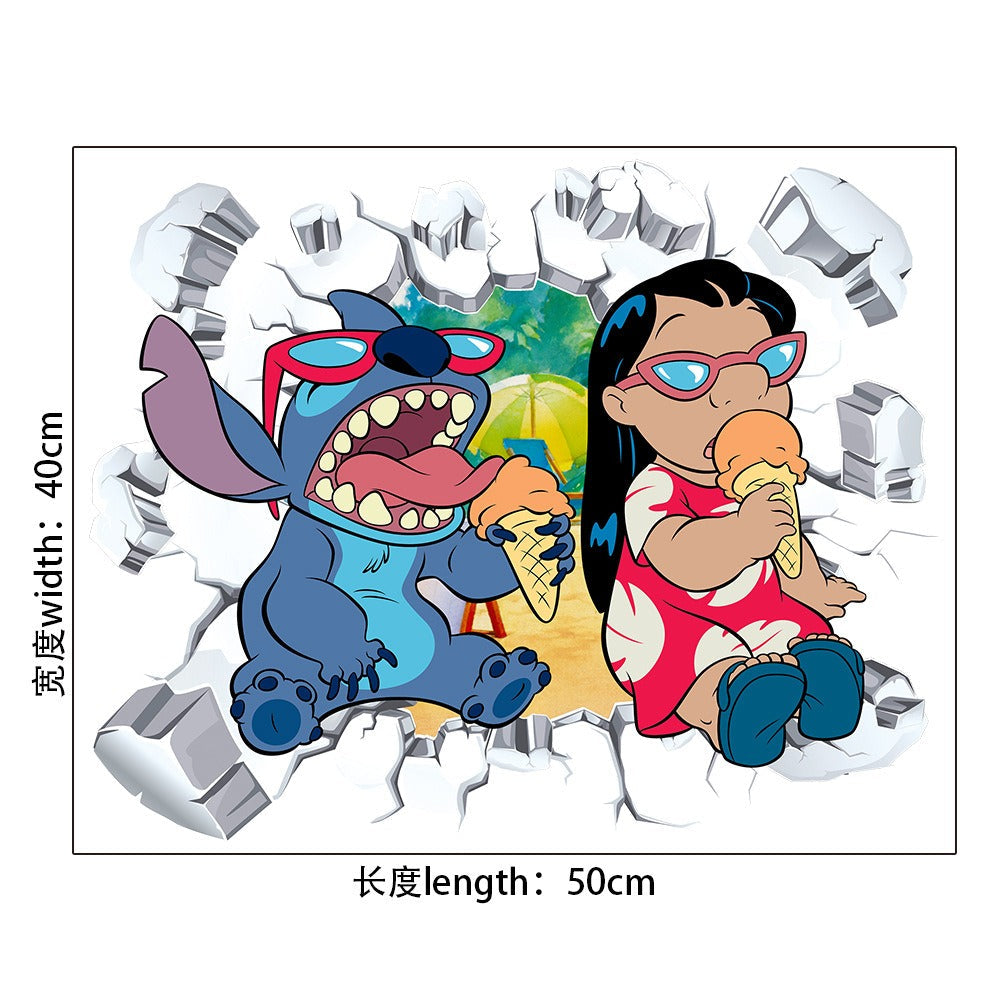 StarCraft Baby Stitch Wall Sticker Self Adhesive Picture Back Adhesive Cartoon Sticker Bedroom Dormitory Bedhead Wall Wallpaper