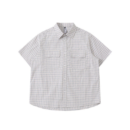 Striped pocket short sleeved shirt