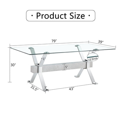 Dining table Modern tempered glass dining table 79 ''x39''x30 '' 1105