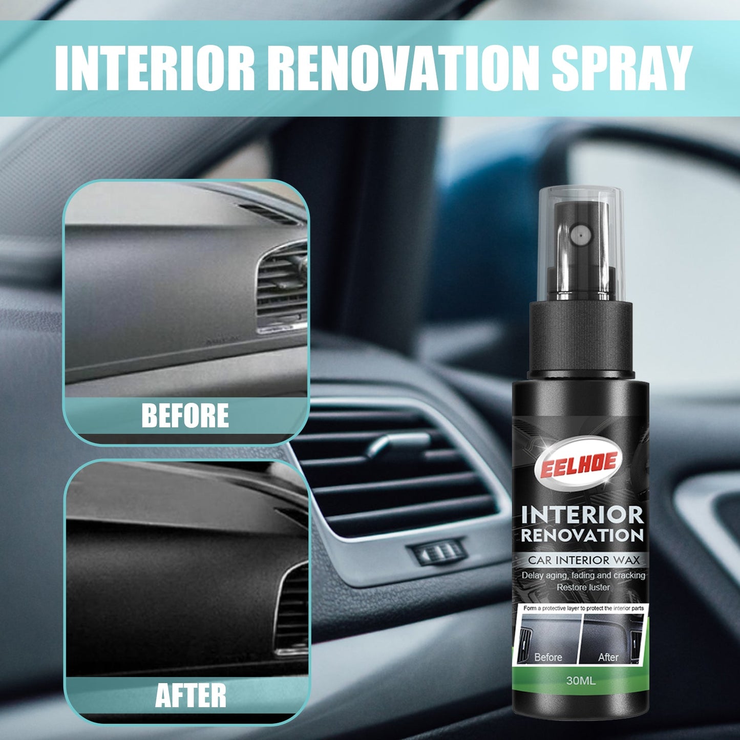 Automotive Interior Repair Spray, Clean Interior Leather Maintenance Spray Car Interior Refurbishment Spray